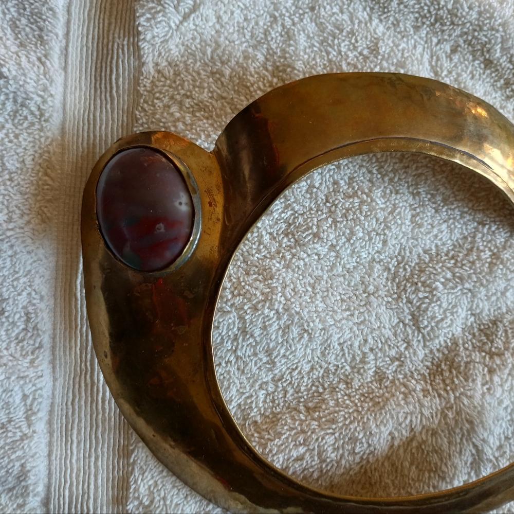Solid Brass Choker with purple precious stone.